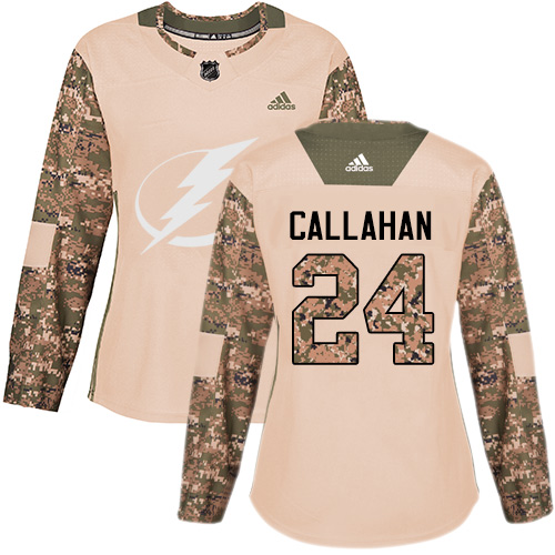 Adidas Lightning #24 Ryan Callahan Camo Authentic Veterans Day Women's Stitched NHL Jersey